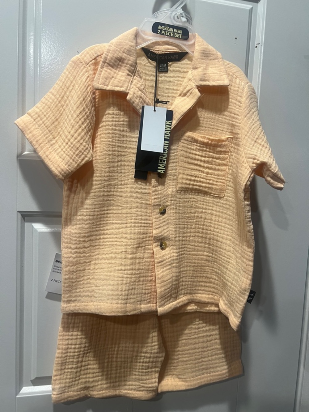 American Hawk Kids Peach Short Sleeve Matching Set